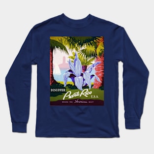 Vintage Travel Poster, Discover Puerto Rico! Long Sleeve T-Shirt